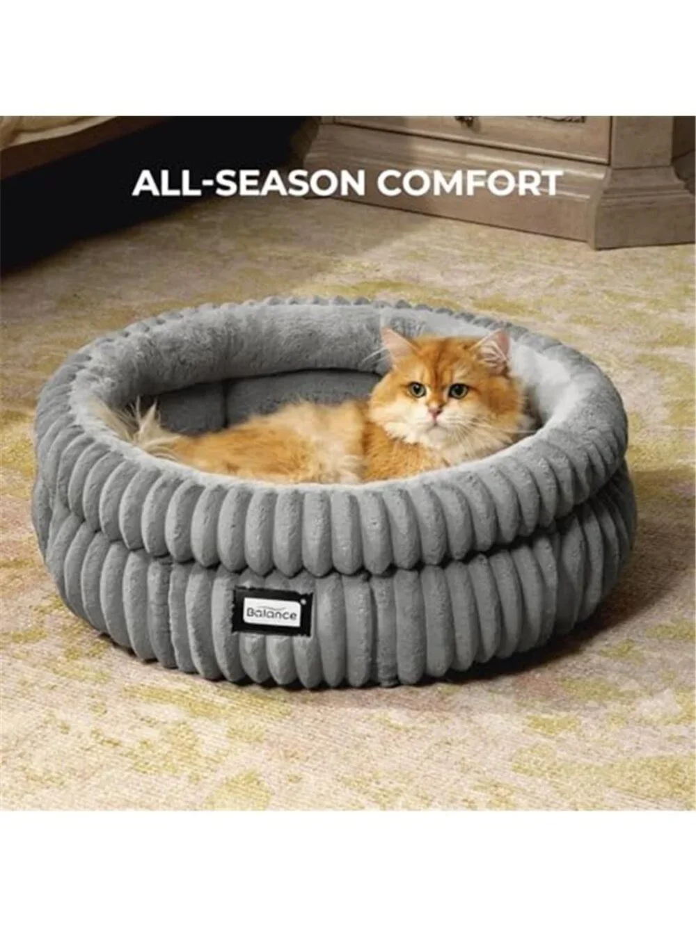 Cat Bed Kitten Bed, Washable Round Cat Beds for Indoor Cats, Super Soft